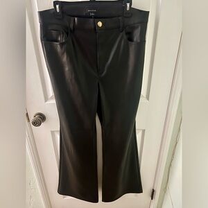 NWT Ann Taylor Women’s Size 14 Black Faux Leather Pants with Gold Crest Button